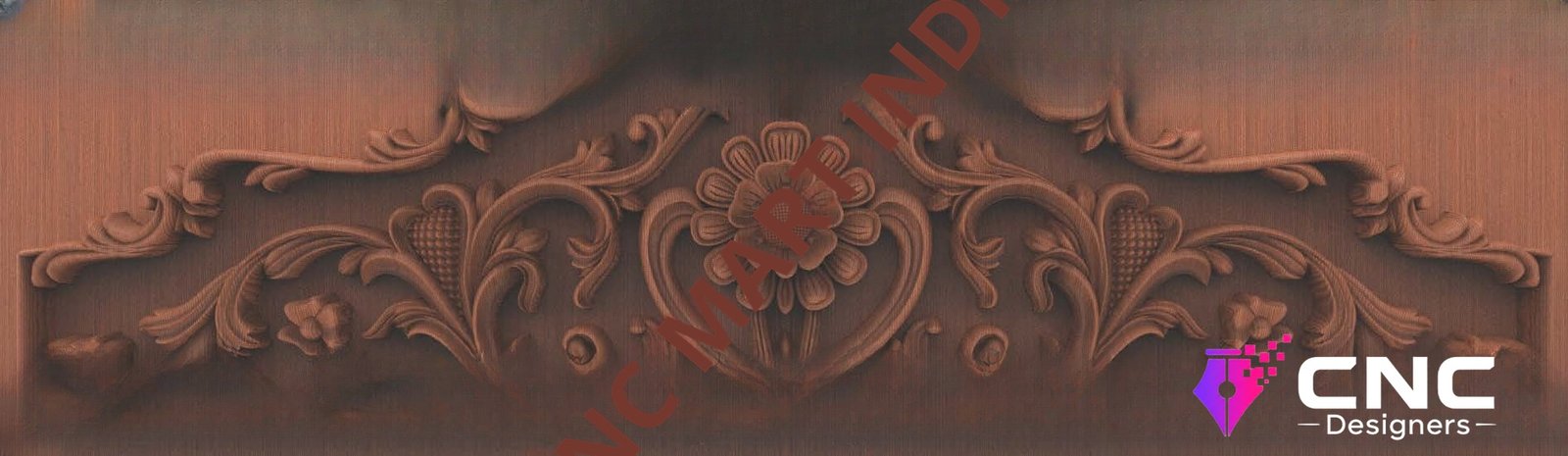 Beds & Sofa - BS-109 Elegant Floral Crown Carving Panel 3D Model